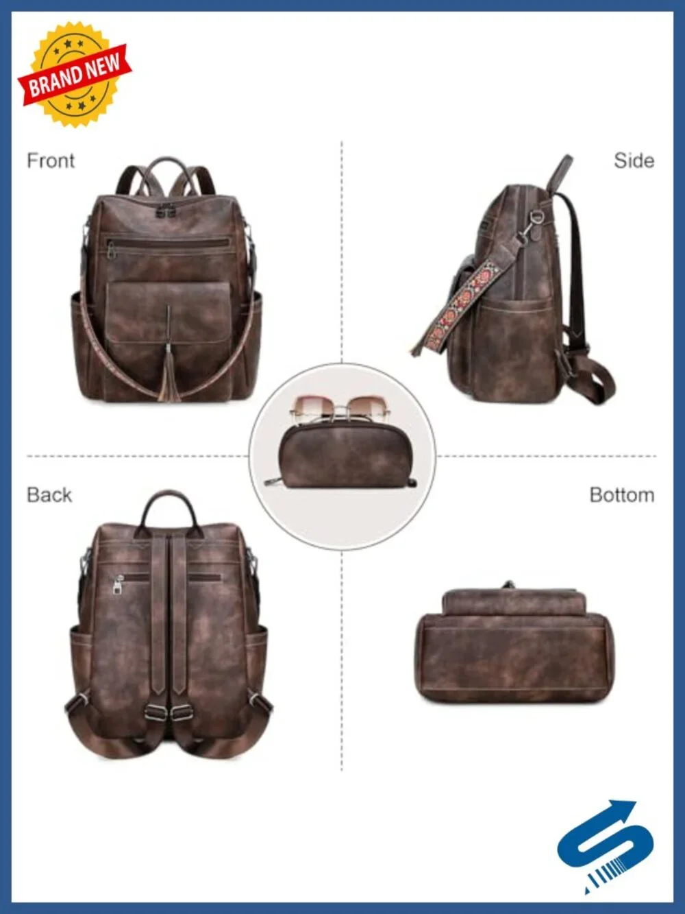 PU Leather Backpack Purse Tassel Designer Ladies Shoulder Bag Large Casual